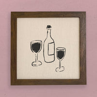 Wine and Glasses - Framed Sign