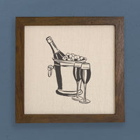 Wine Bucket and Glasses - Framed Sign