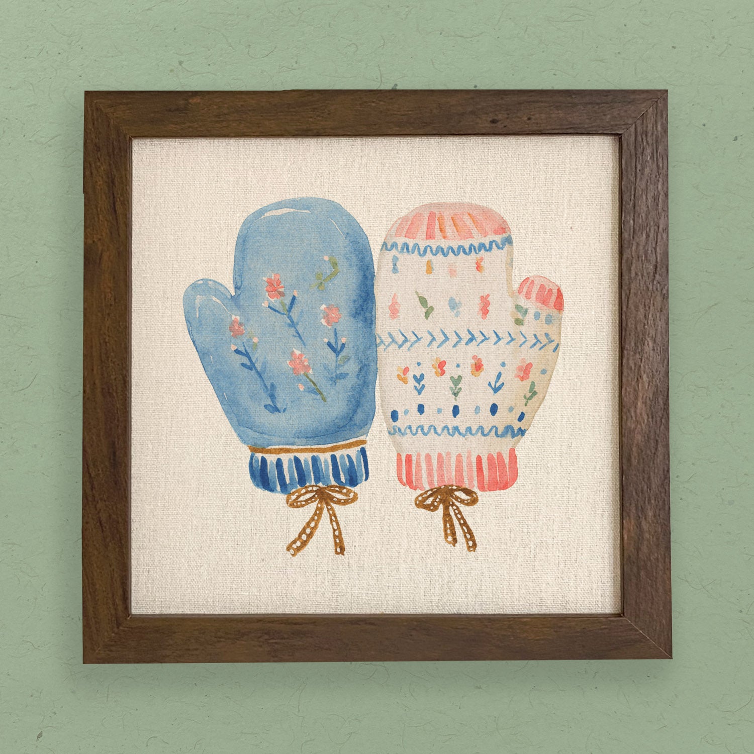 Nordic Floral Mittens - Customizable Framed Sign