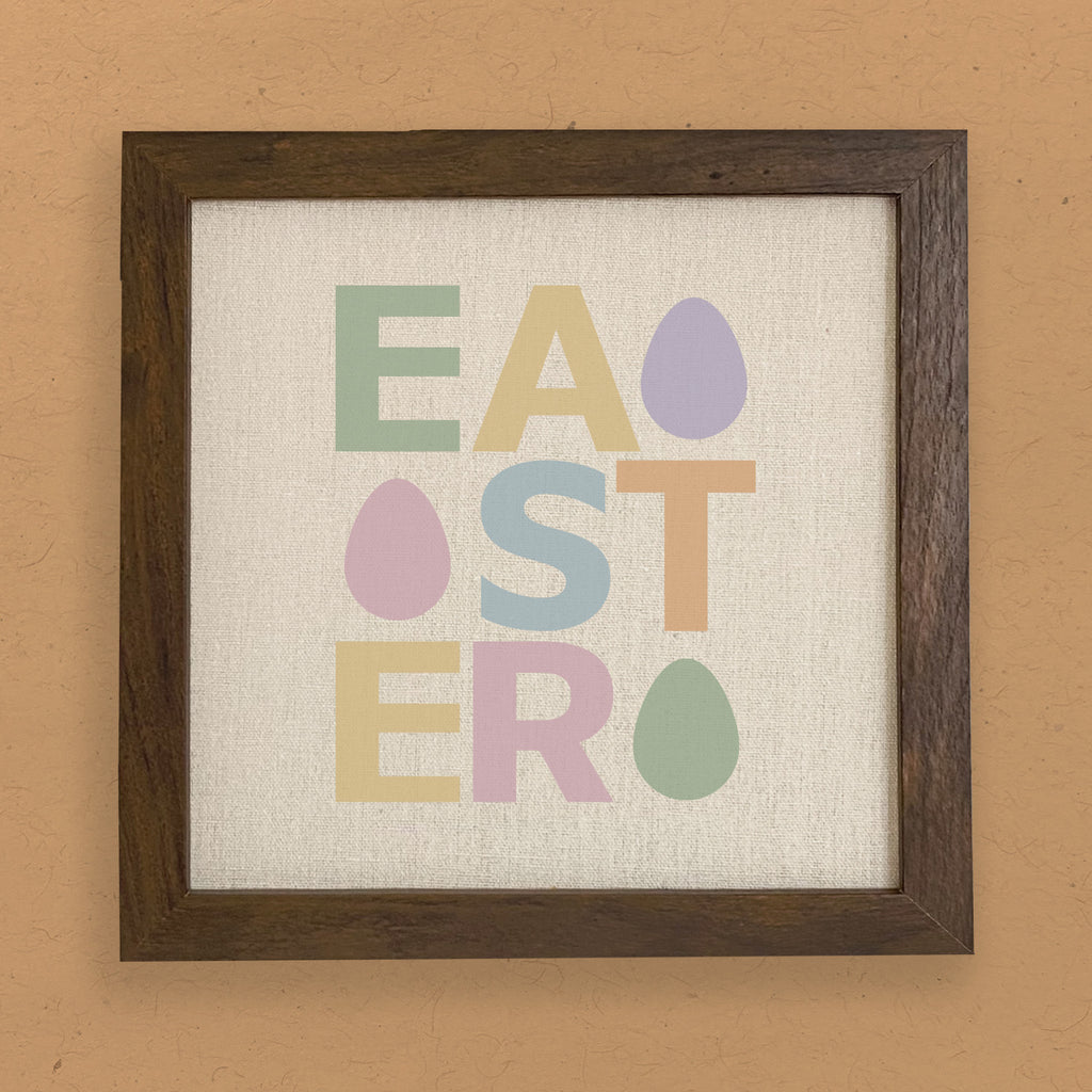 Easter Text with Eggs - Framed Sign