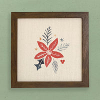 Hand Drawn Red Poinsettia - Framed Sign