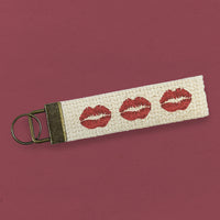 Kisses - Valentine's Day Canvas Key Fob