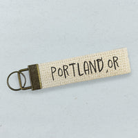Playful City, State - Custom Canvas Key Fob