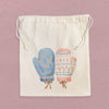 Nordic Floral Mittens - Customizable Cotton Cinch Bag