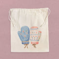 Nordic Floral Mittens - Customizable Cotton Cinch Bag