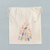 Twinkling Lights Tree - Customizable Cotton Cinch Bag