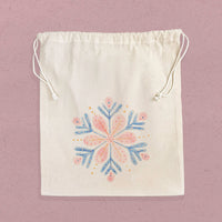 Winter Bloom Snowflake - Customizable Cotton Cinch Bag