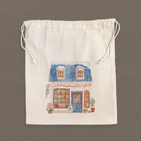 Cozy Winter Storefront - Customizable Cotton Cinch Bag