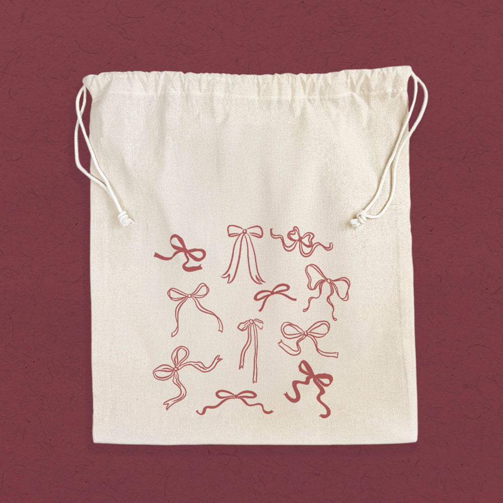 Bows - Cotton Cinch Bag