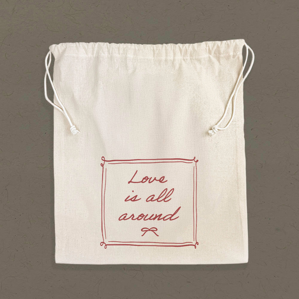 Love is All Around - Cotton Cinch Bag