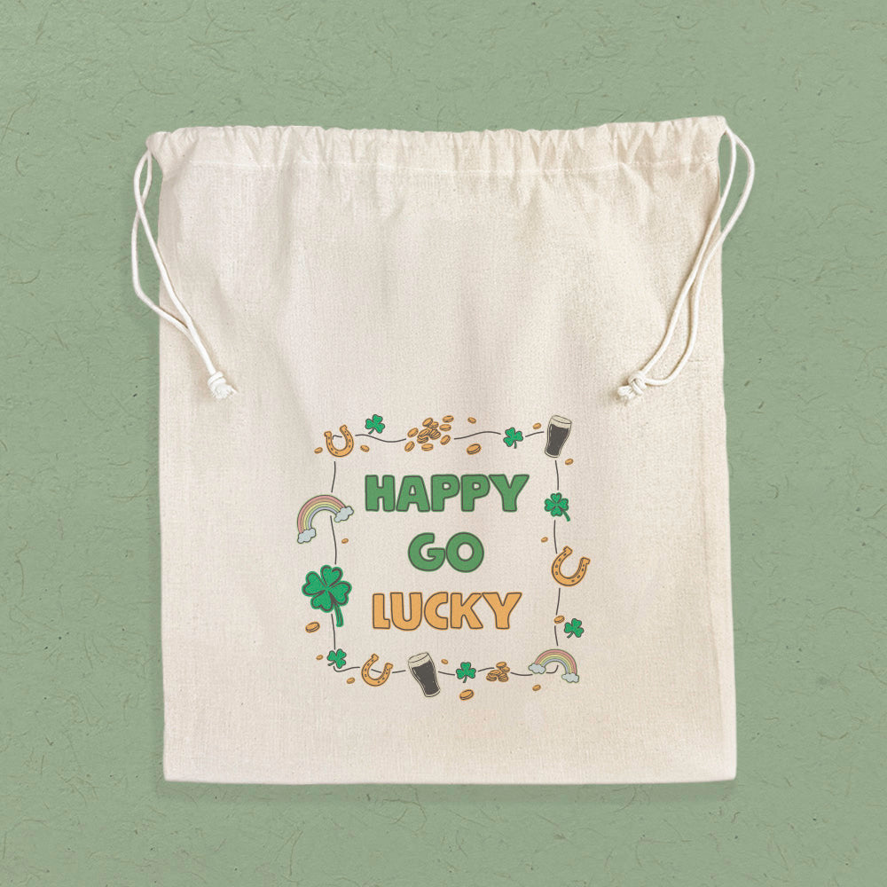 Happy Go Lucky - Cotton Cinch Bag