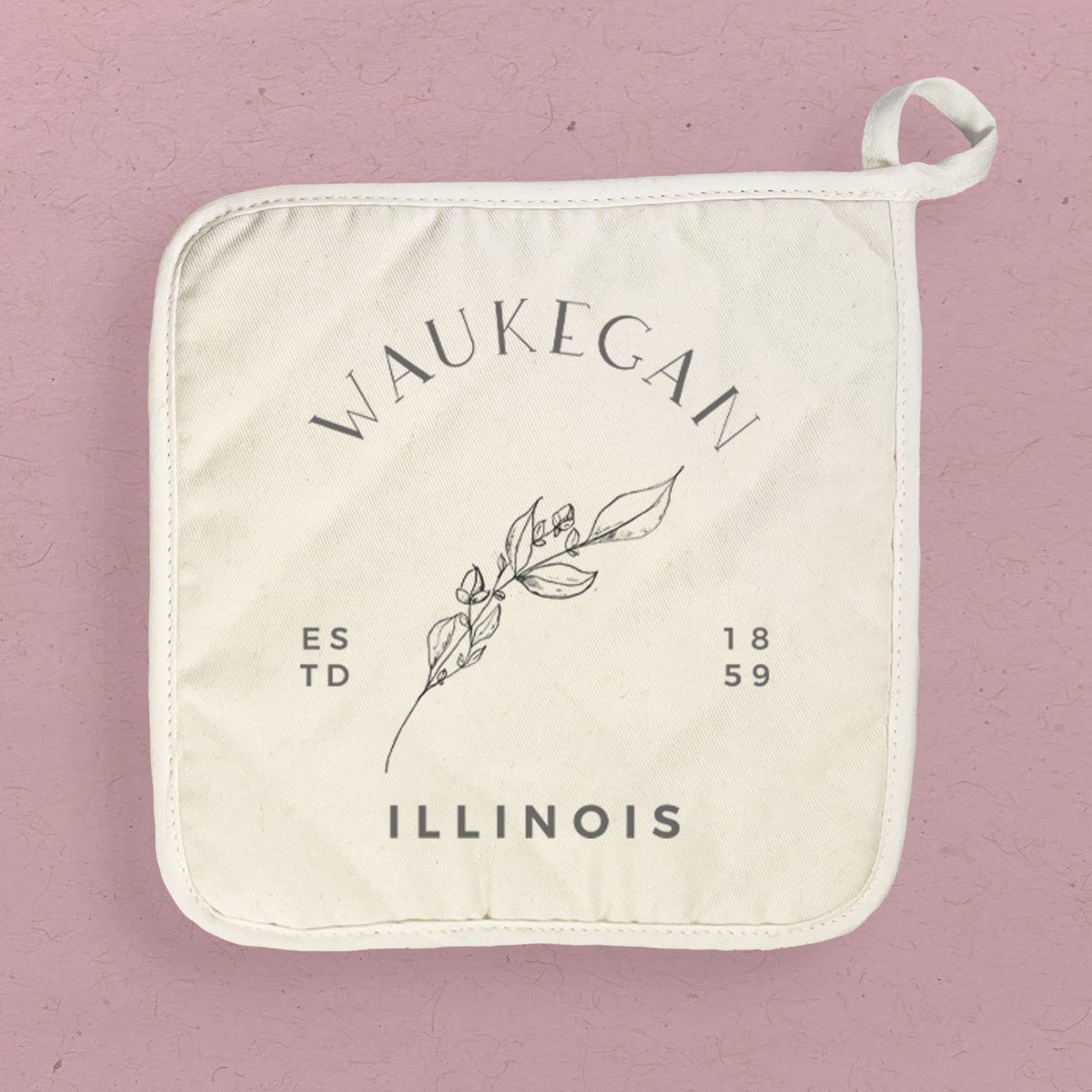 Hand Drawn Branch City State Est - Custom Cotton Pot Holder