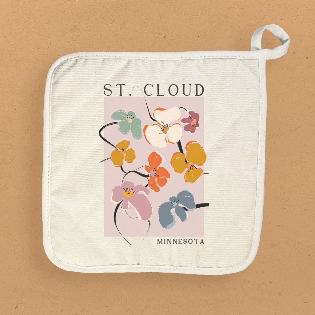 Floral Poster City State - Custom Cotton Pot Holder