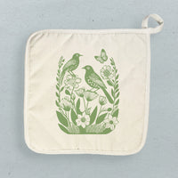 Linocut Spring Birds - Cotton Pot Holder