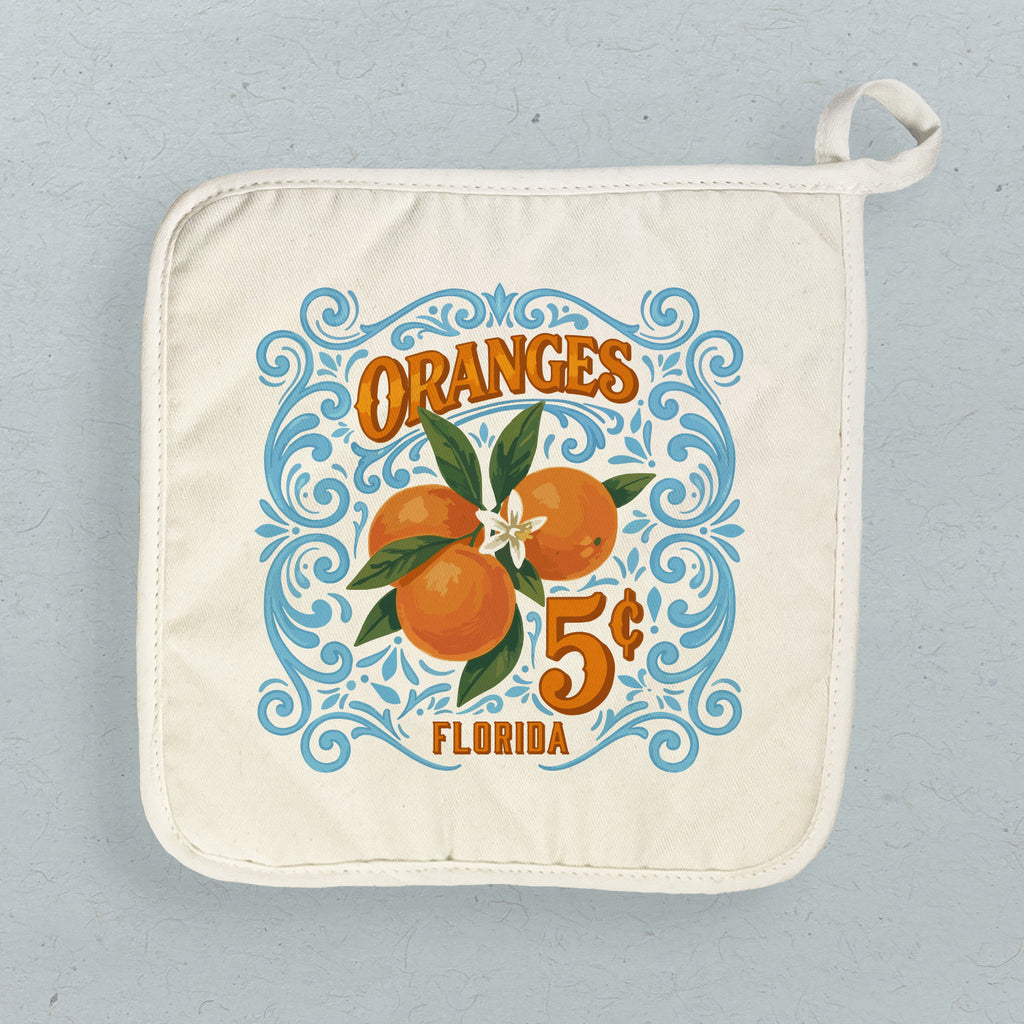 Oranges Vintage Lettered Sign - Custom Cotton Pot Holder