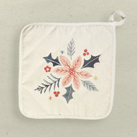 Hand Drawn Pink Poinsettia - Cotton Pot Holder