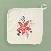 Hand Drawn Red Poinsettia - Cotton Pot Holder