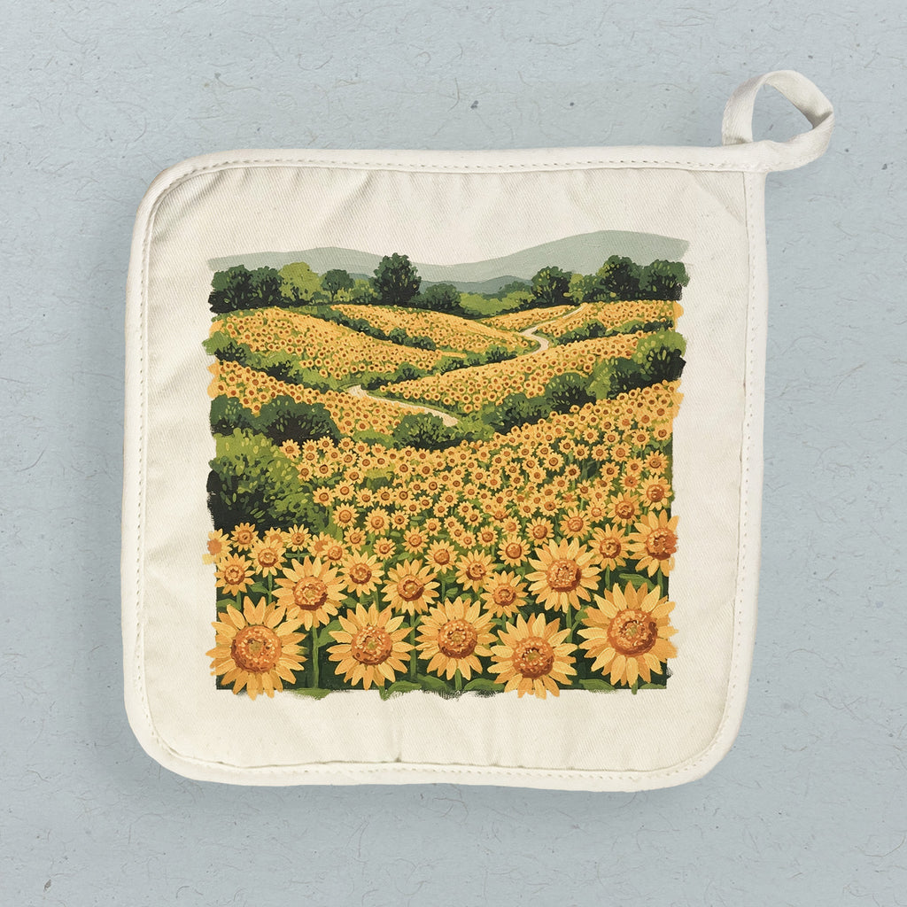 Sunflower Field - Oil Painting - Cotton Pot Holder