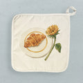 Sunflower & Croissant - Painting - Cotton Pot Holder