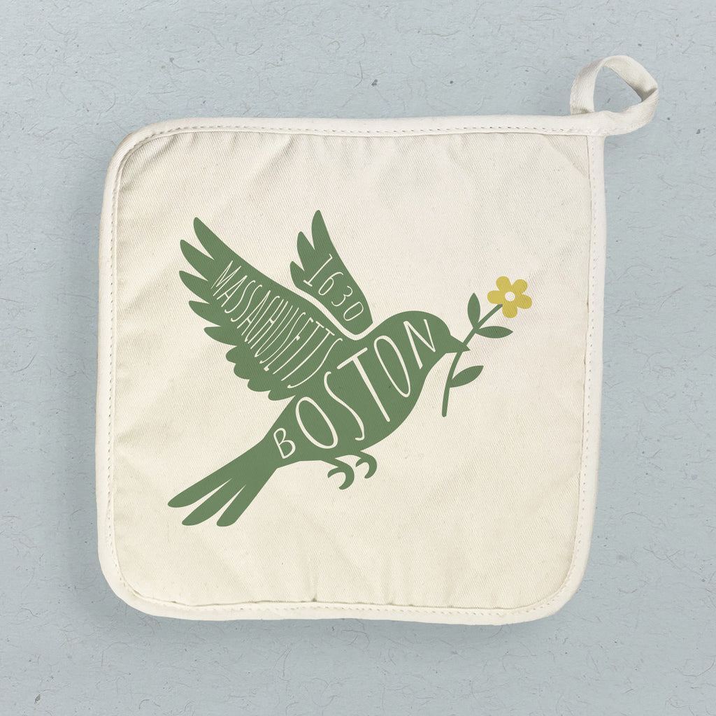 Bird with Flower Silhouette - Custom Cotton Pot Holder