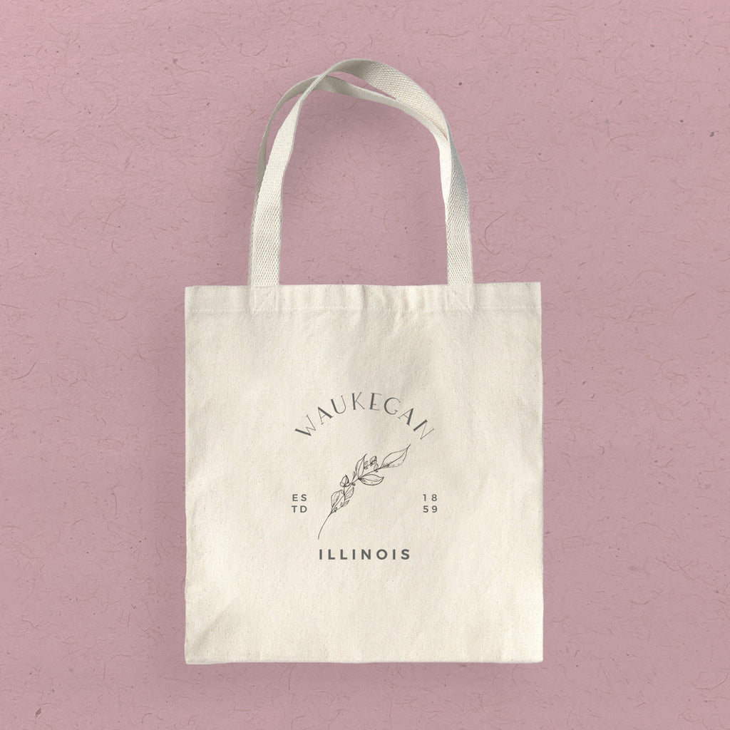 Hand Drawn Branch City State Est - Custom Canvas Tote Bag