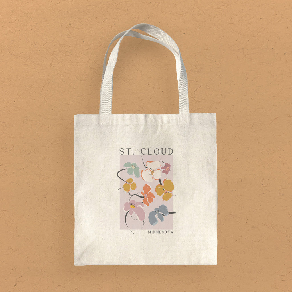 Floral Poster City State - Custom Canvas Tote Bag