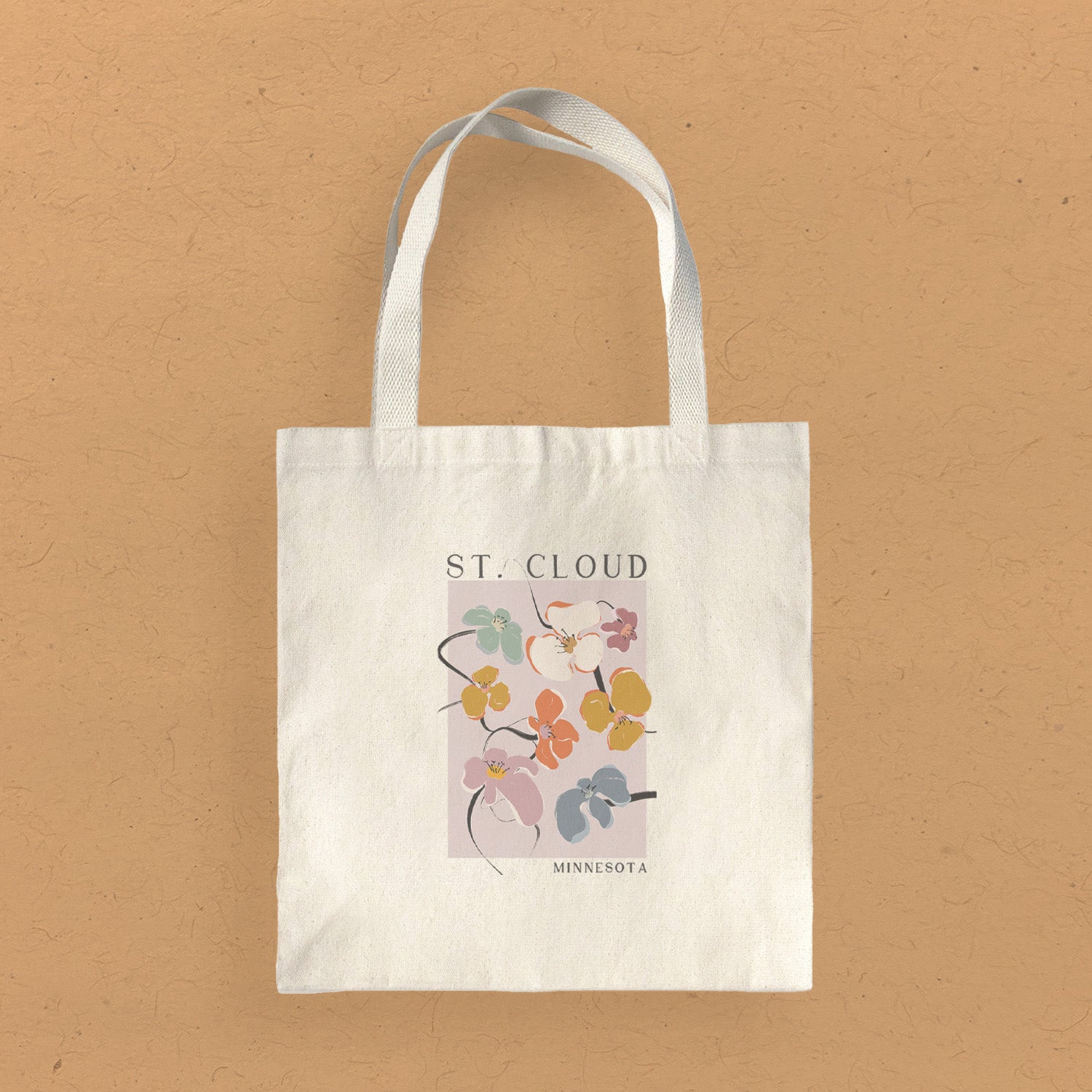 Floral Poster City State - Custom Canvas Tote Bag