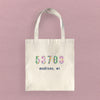 Vibrant Tiles w/ City, State, Zip - Canvas Tote Bag