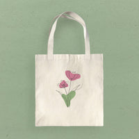 Pink Hand Drawn Flower - Canvas Tote Bag