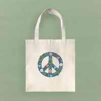 Floral Peace Sign - Canvas Tote Bag