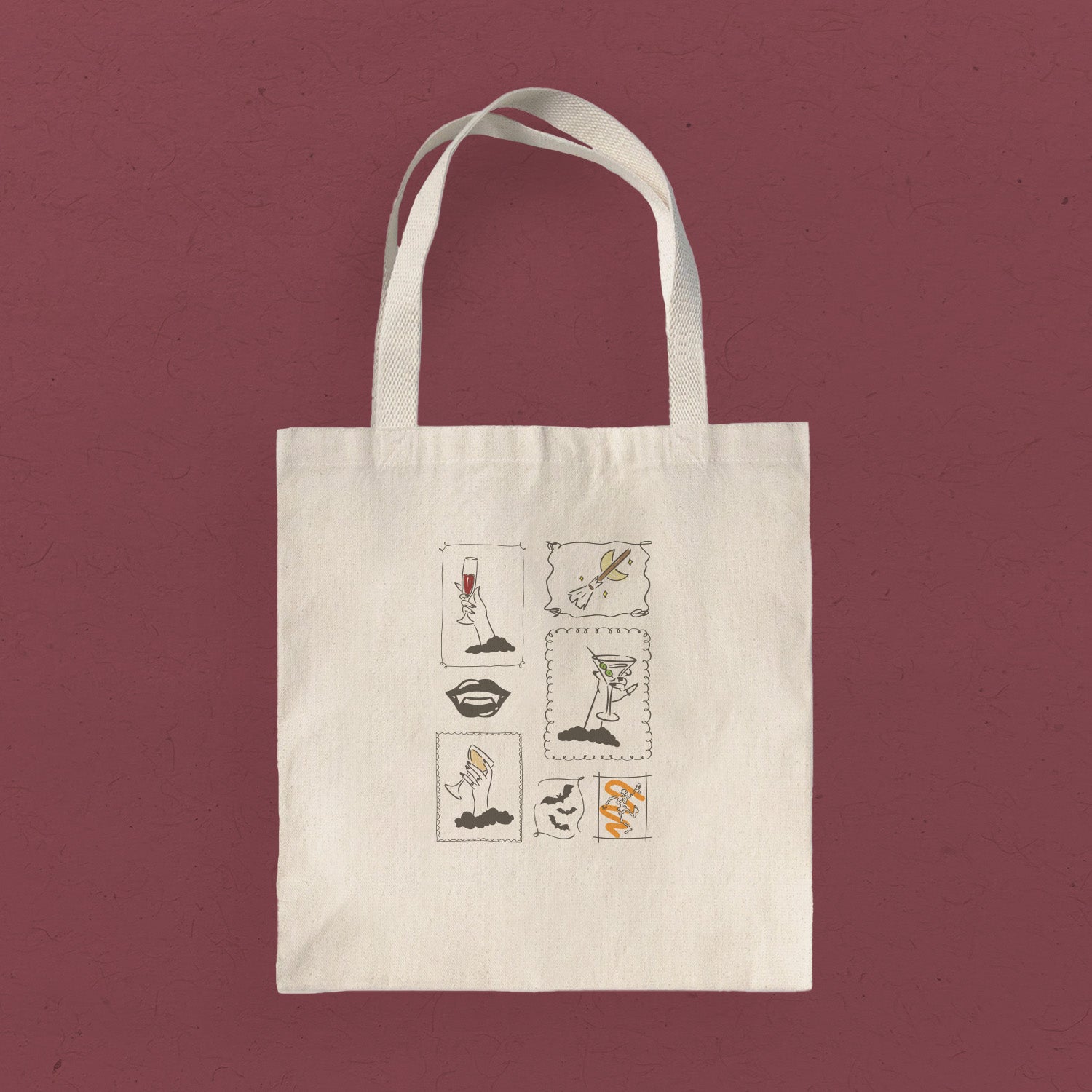 Ghouls Stamps - Halloween Canvas Tote Bag