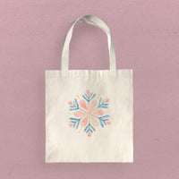 Winter Bloom Snowflake - Customizable Canvas Tote Bag