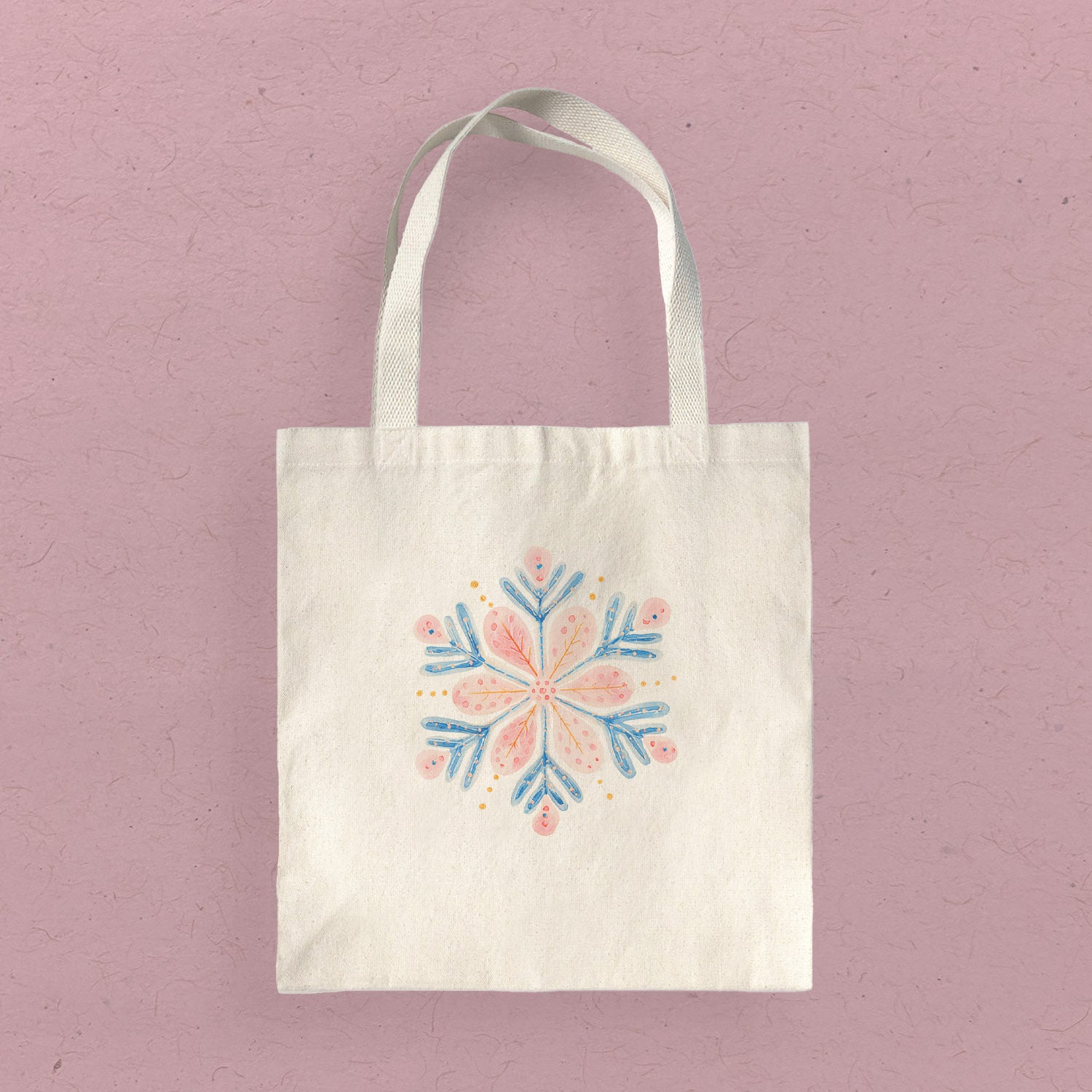 Winter Bloom Snowflake - Customizable Canvas Tote Bag