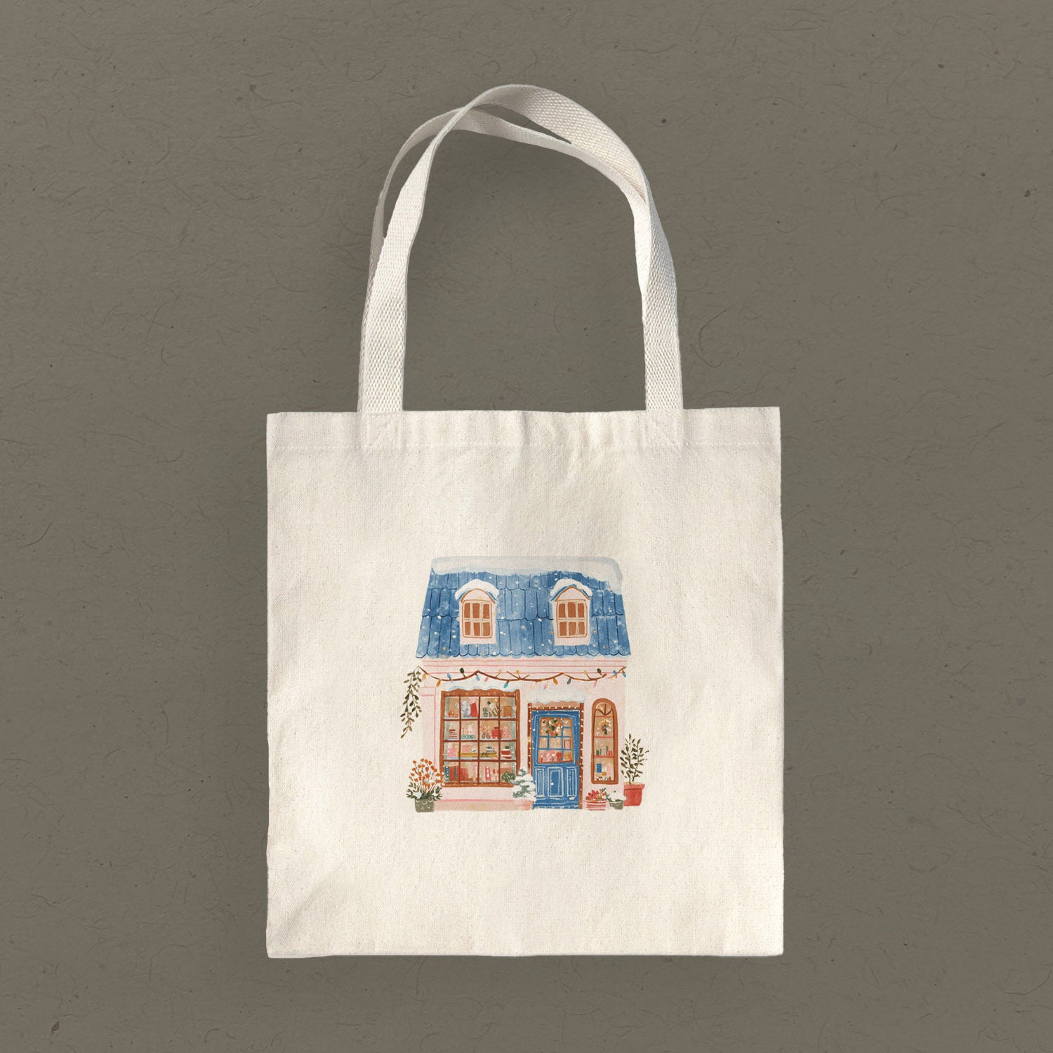 Cozy Winter Storefront - Customizable Canvas Tote Bag