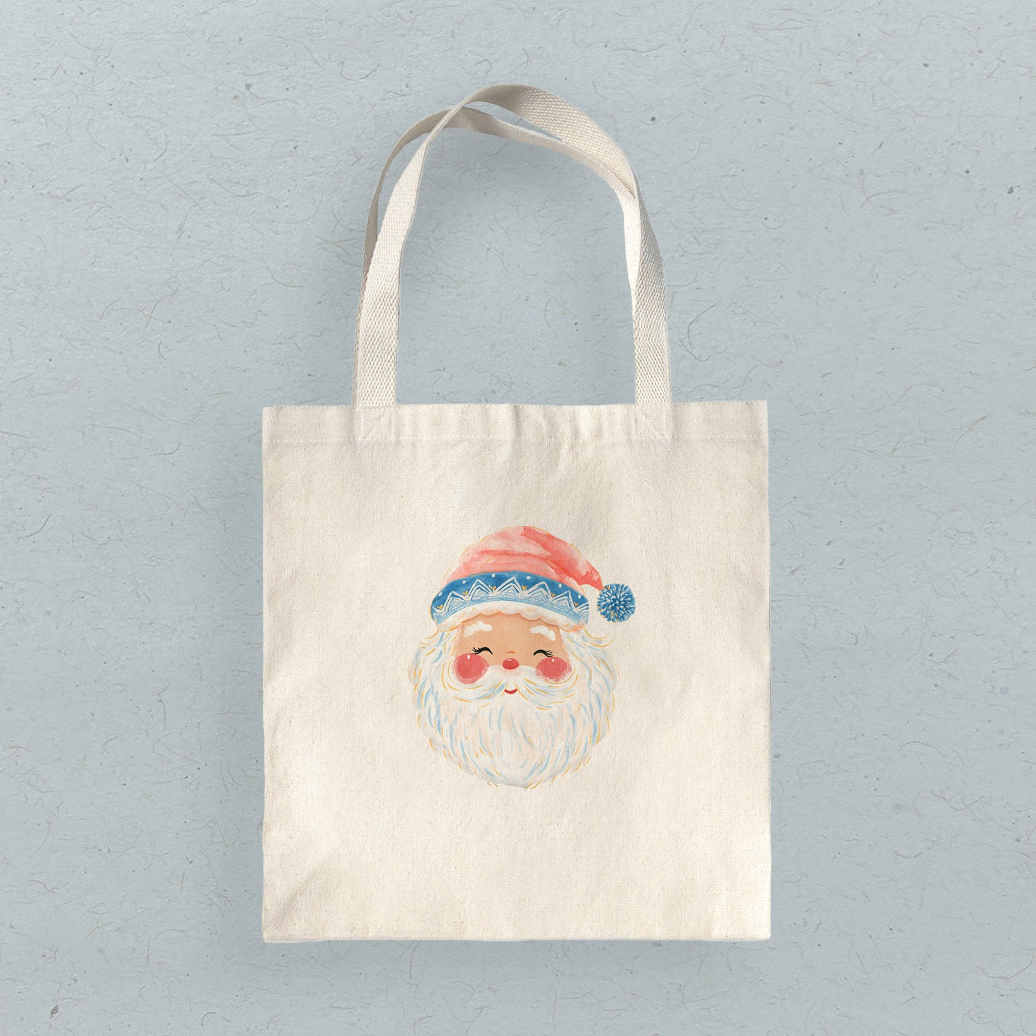 Rosy Cheeked Santa - Customizable Canvas Tote Bag