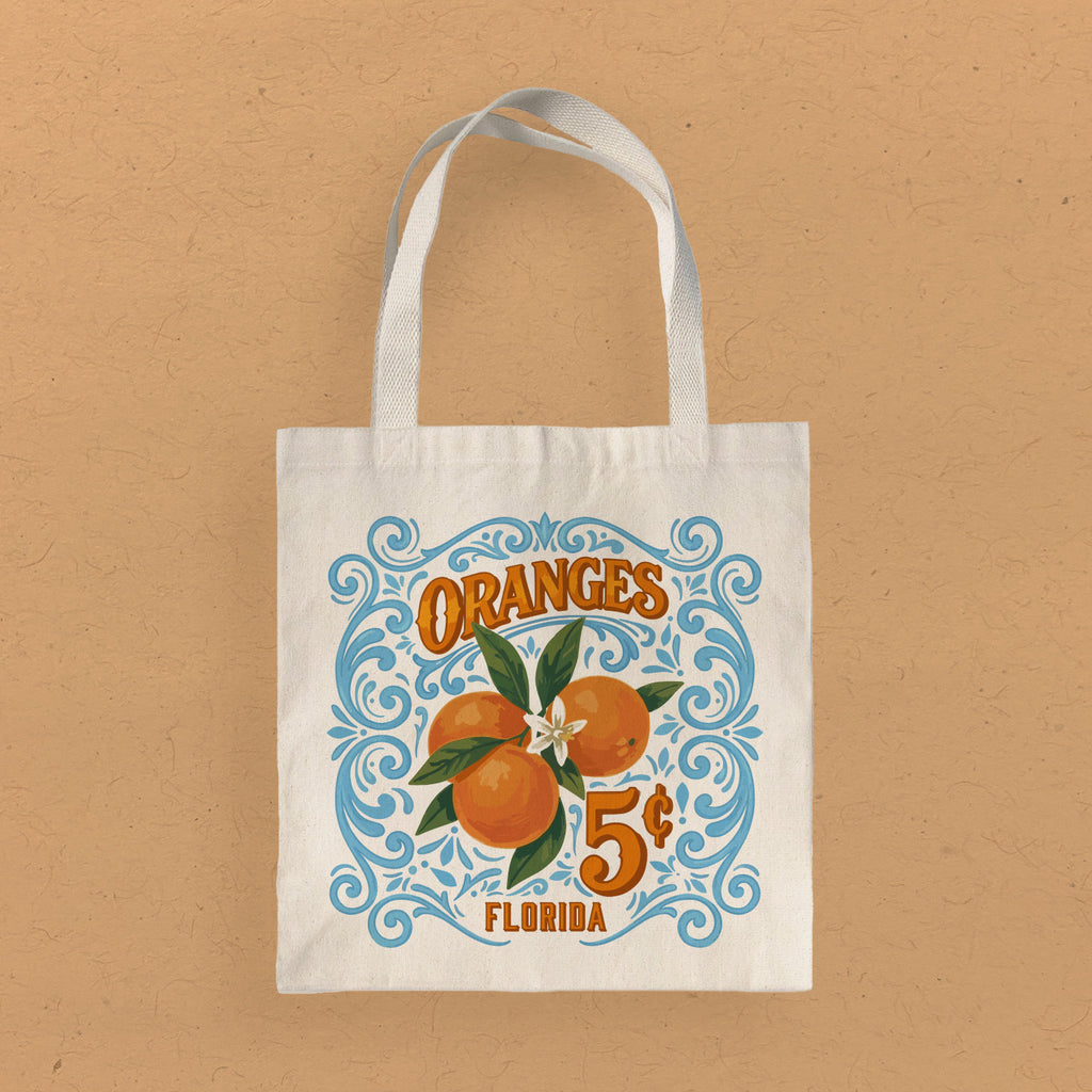 Oranges Vintage Lettered Sign - Custom Canvas Tote Bag