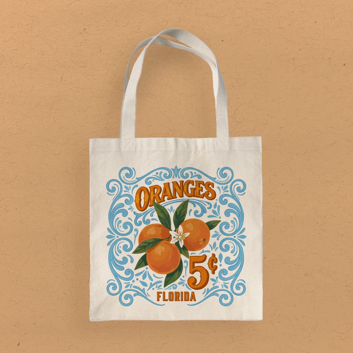 Oranges Vintage Lettered Sign - Custom Canvas Tote Bag