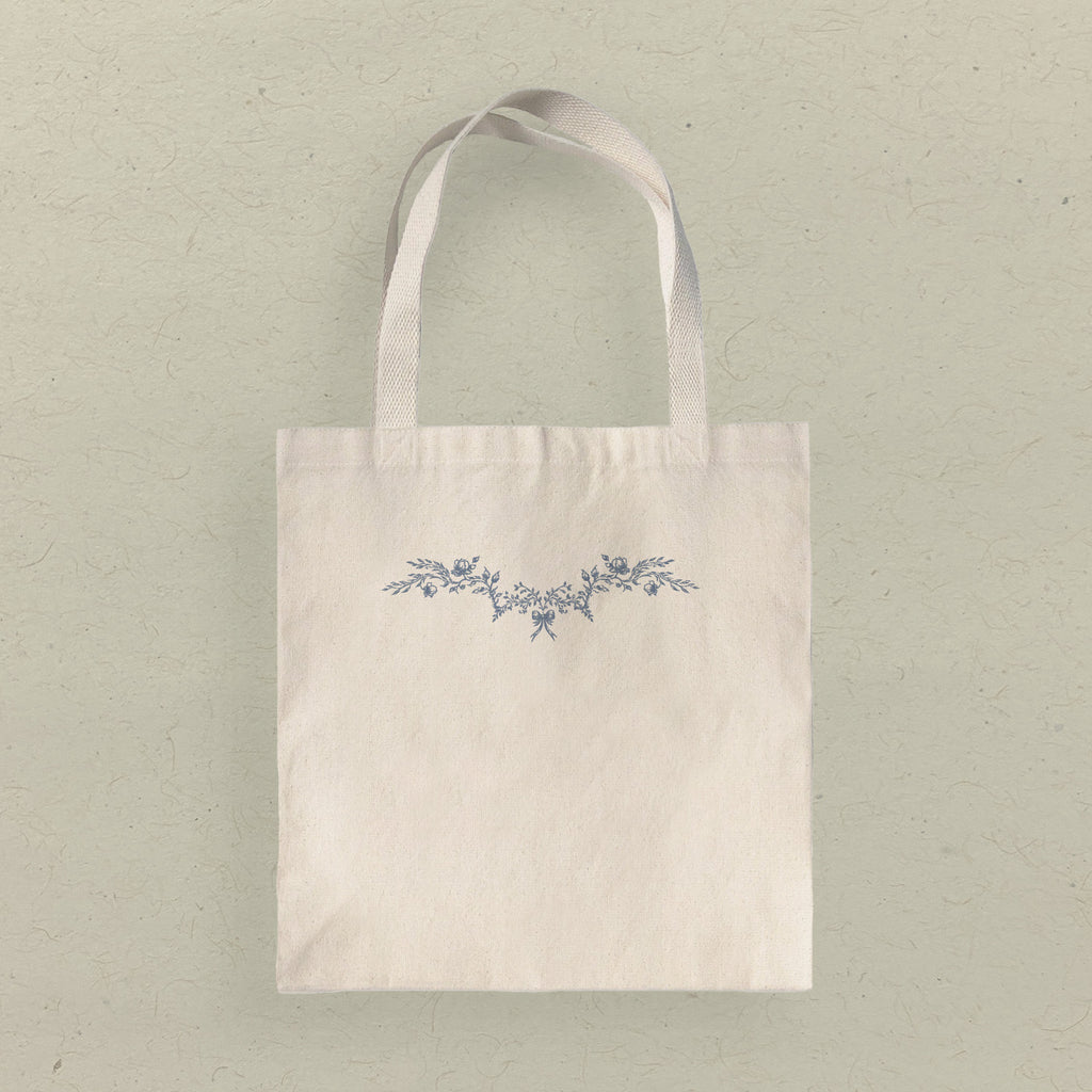 Floral Bow Toile - Spring Canvas Tote Bag