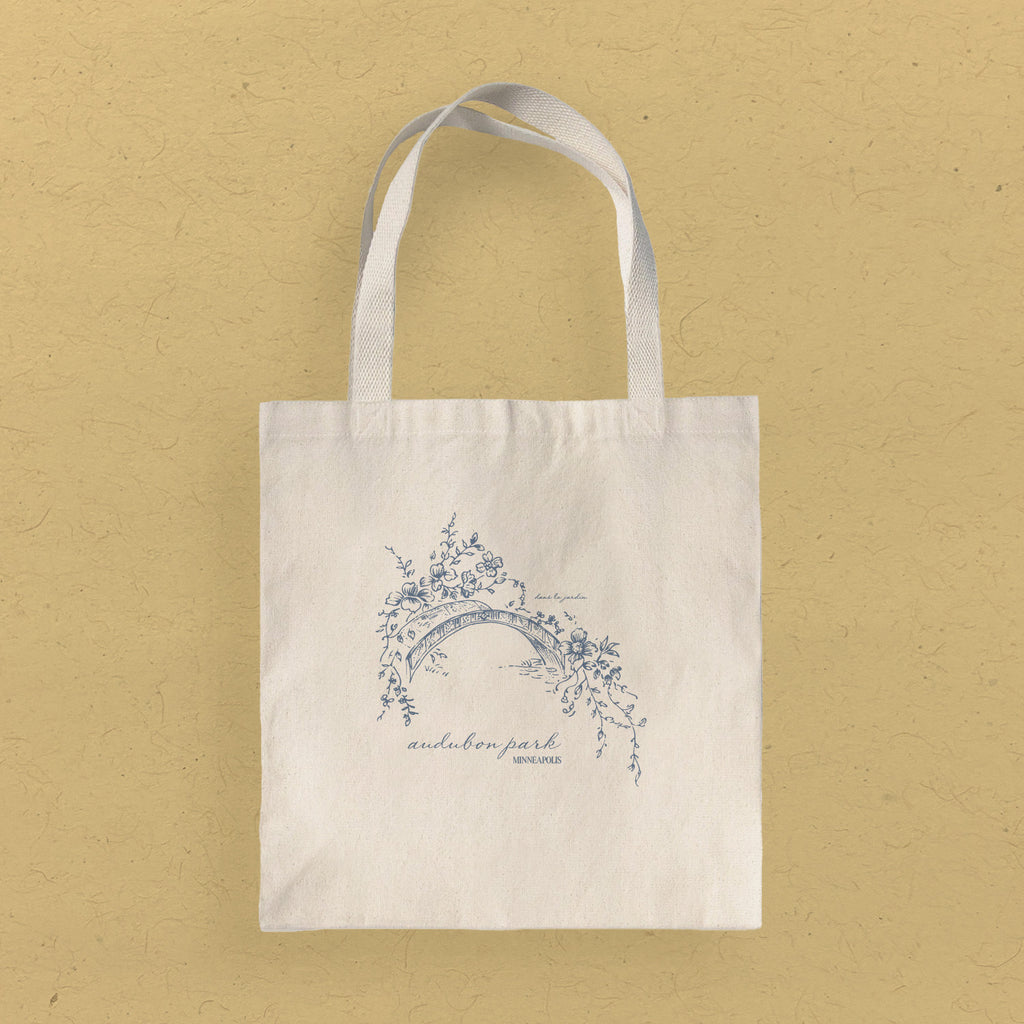 Park Bridge w/ City & State - Custom Spring Canvas Tote Bag