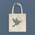 Bird with Flower Silhouette - Custom Canvas Tote Bag