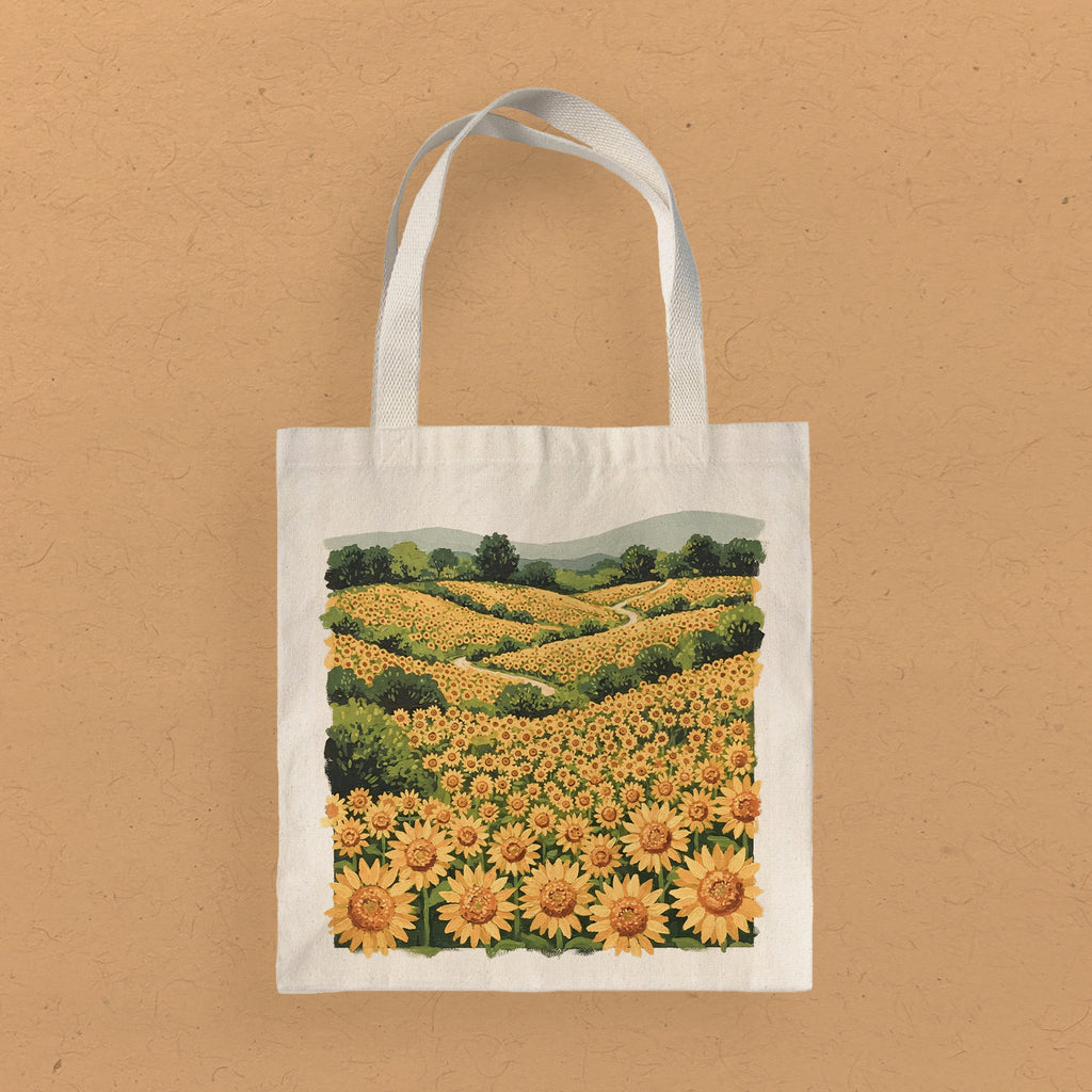 Sunflower Field - Oil Painting - Canvas Tote Bag