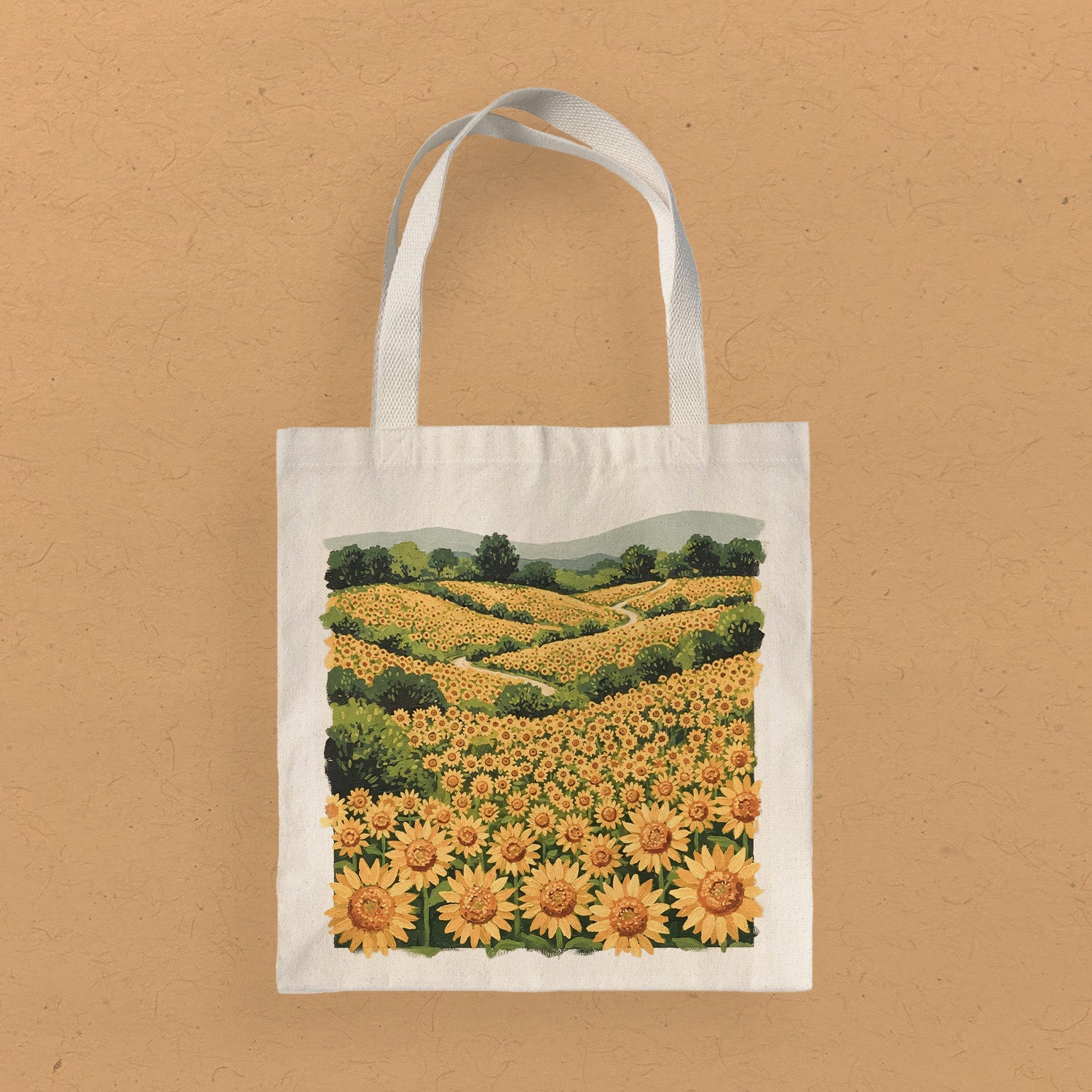 Sunflower Field - Oil Painting - Canvas Tote Bag