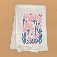 Heart Flowers - Valentine's Cotton Tea Towel