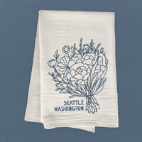 Hand Drawn Bouquet City State - Cotton Tea Towel