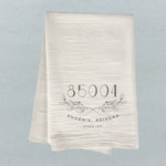 Hand Drawn Branches City State Zip Estd - Cotton Tea Towel