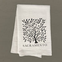 Tree with City - Cotton Tea Towel