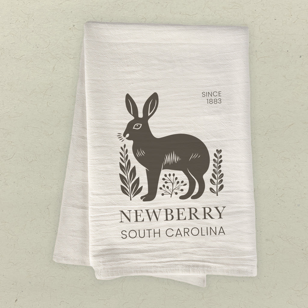 Rabbit City State Est - Custom Cotton Tea Towel