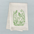 Linocut Spring Birds - Customizable Cotton Tea Towel