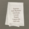 Cafe Drinks - Cotton Tea Towel