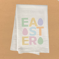 Easter Text with Eggs - Cotton Tea Towel